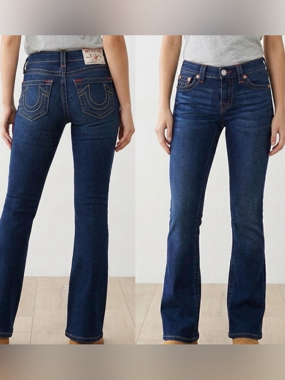Vintage Y2K True Religion Women's Dark wash Flareโ Jeans